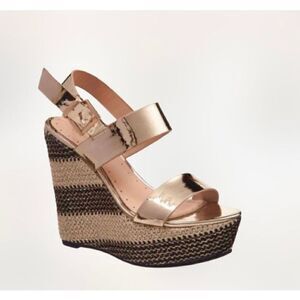 London Rag Goldie Metallic Wedge Size 8